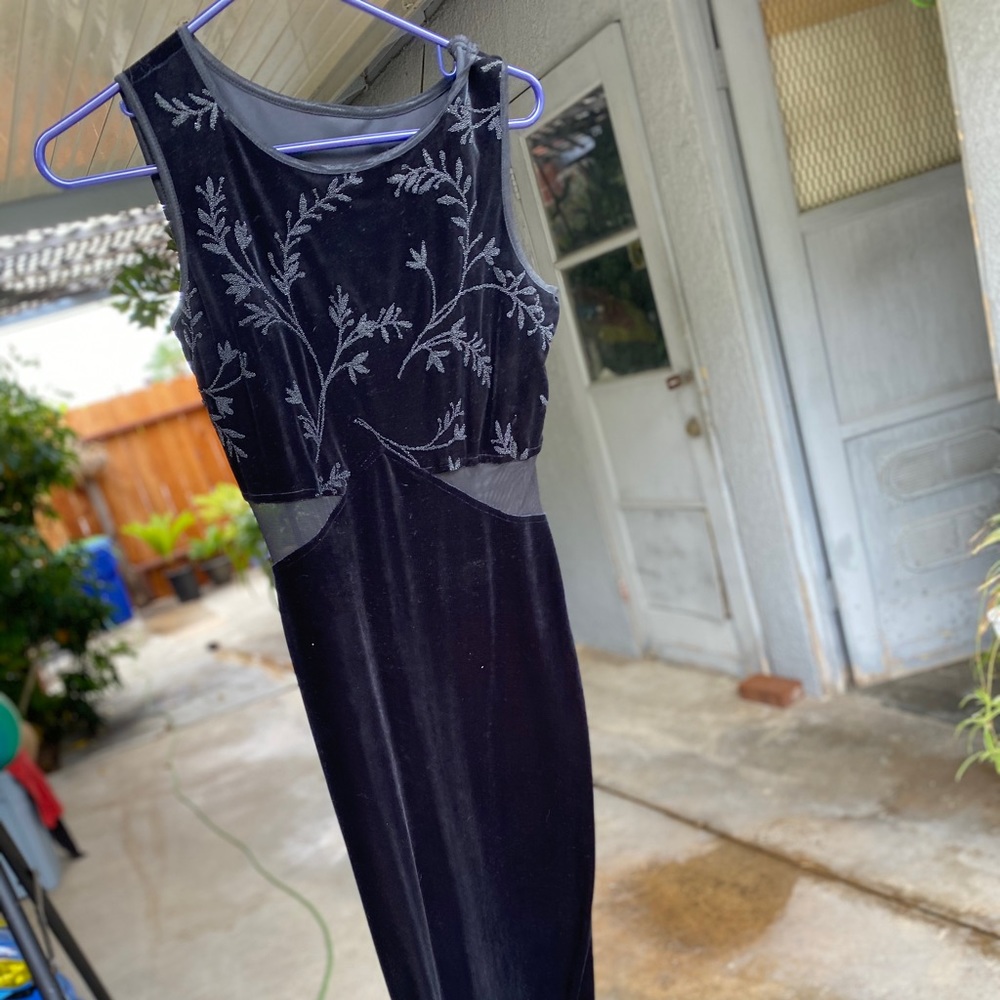 Black velvet formal dress